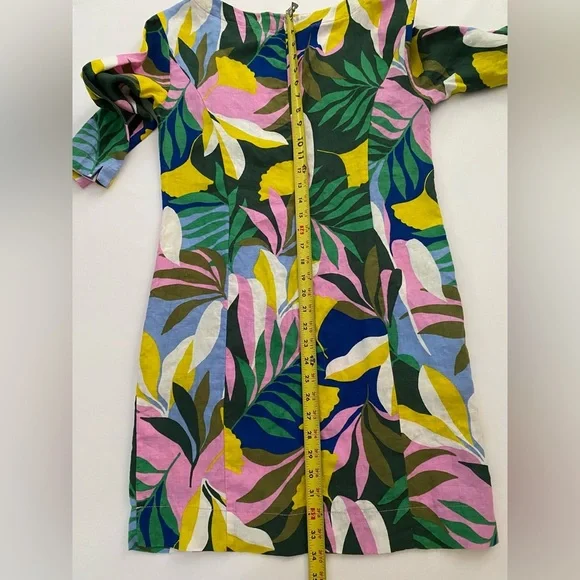 Boden Laurie Linen Mini Dress in Plum Blossom Tropical Flora Sleeves Size 6 - Picture 12 of 15